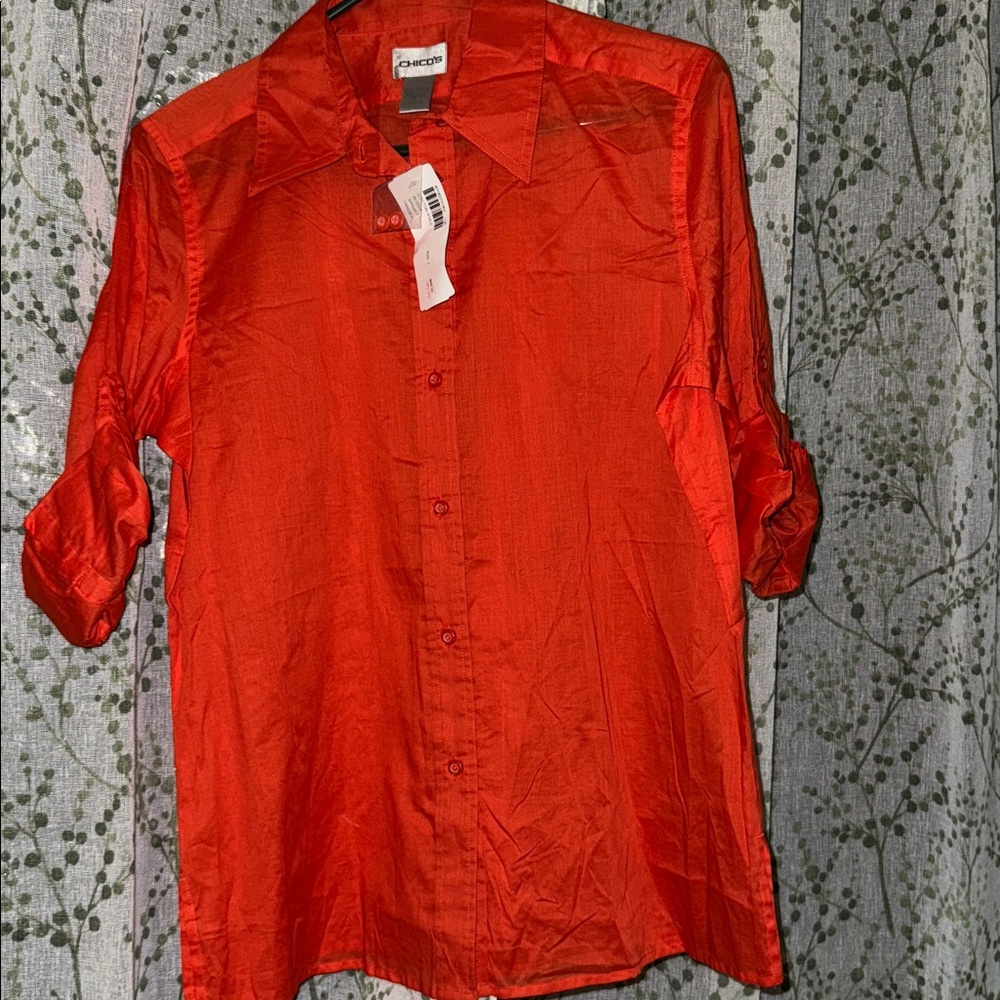 Chico's Vibrant Orange Collared Shirt